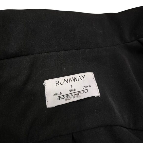 Runaway The Label Slim Belt Shirt Dress Womens 4 Black Notch Long Sleeve Stretch - Picture 5 of 9